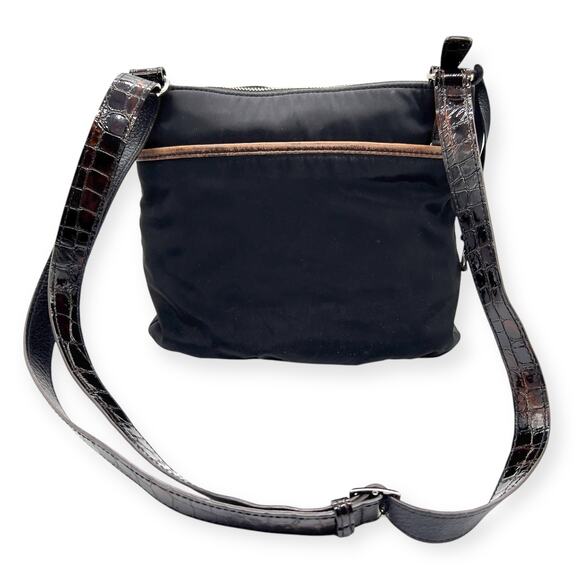 Brighton Carter Bag Purse Blk/Choc H92189 Sterling Silver Vinyl Crossbody - Picture 7 of 10